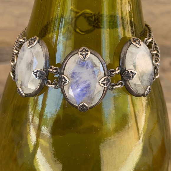 Chan Luu Sterling Silver Moonstone Link & 4 Strand Chain Bracelet
